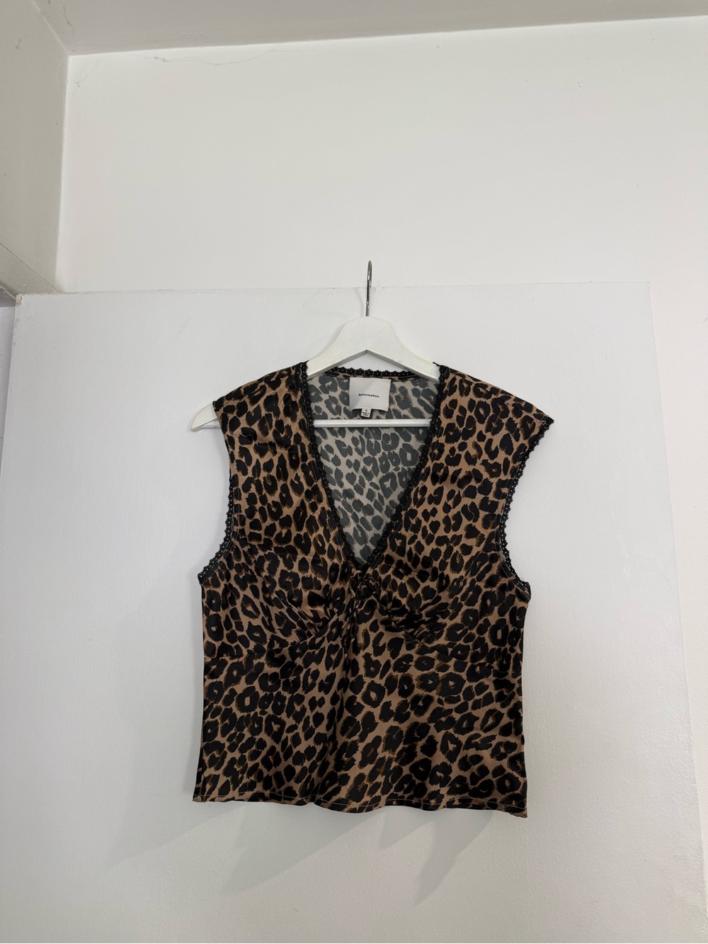Reformation Brown and Black Leopard Print Sleeveless Blouse